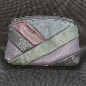 Multicolored zippered coin purse